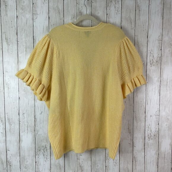 Torrid Sweater Women’s 4x Knit Pullover Yellow Short Ruffle Sleeve V-Neck - Picture 8 of 10